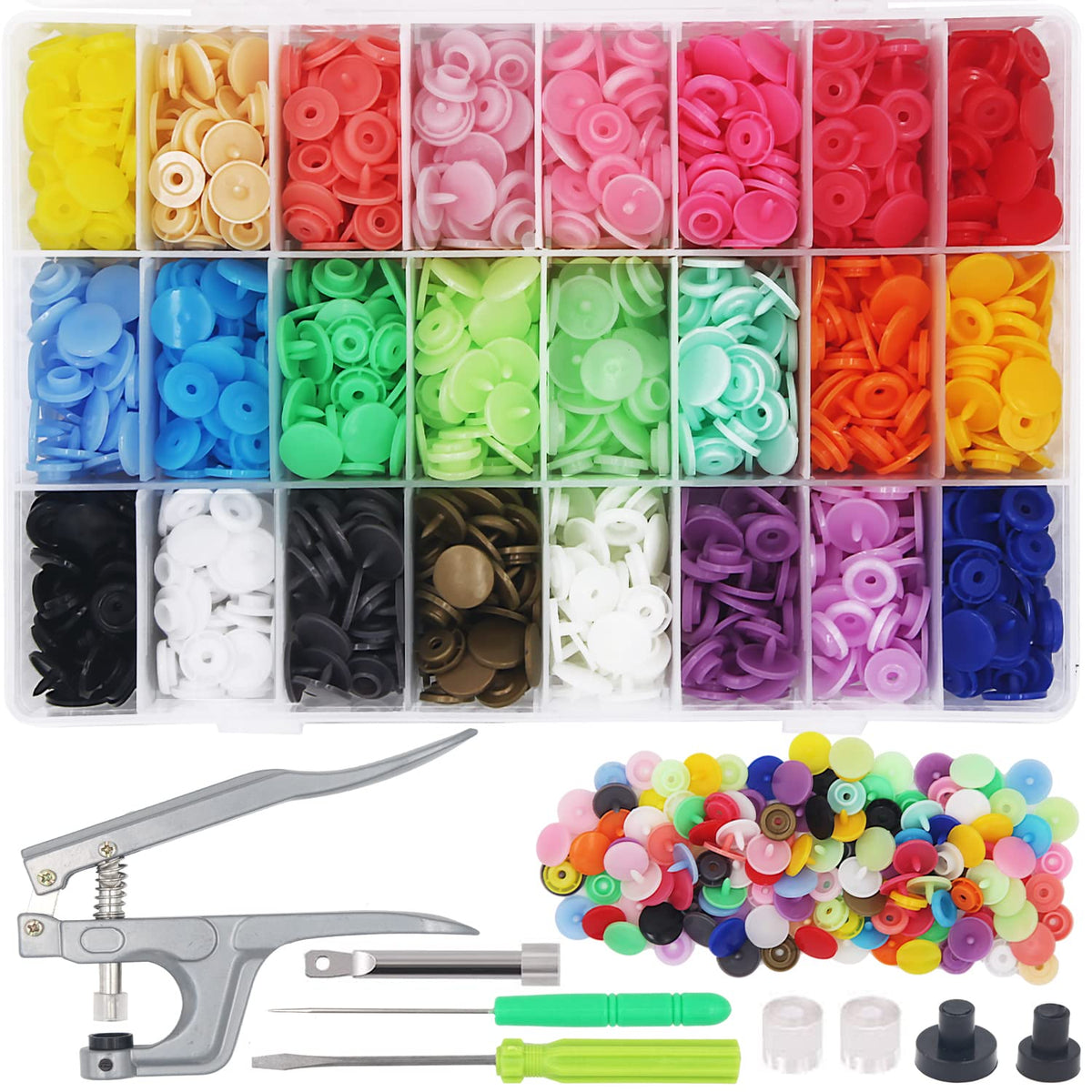 360 Sets Clothes Snap Fastener Snap Buttons for Clothes Snap Fastener Kit  Snap Fastener for Clothes Snaps Fastener Clothing Installation Tool T5