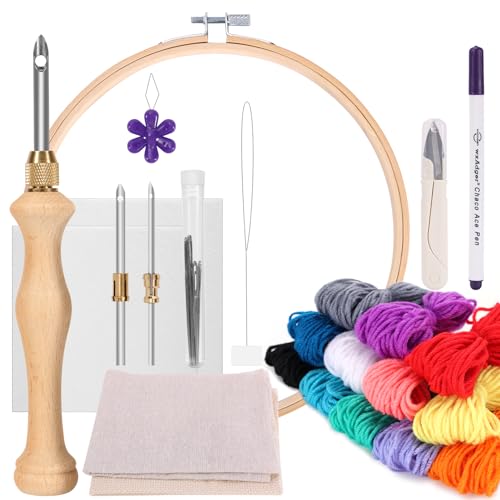 Pllieay 33Pcs Punch Needle Kit, Yarn for Crocheting Bulk