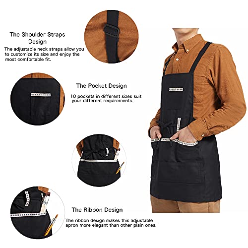 FreeNFond Adjustable Artist Apron with Pockets for Women