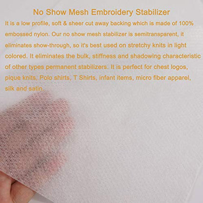 New brothread No Show Mesh Machine Embroidery Stabilizer Backing 8"x8"