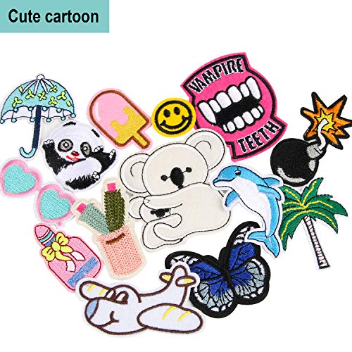 60pcs Random Assorted Styles Embroidered Iron on Patches