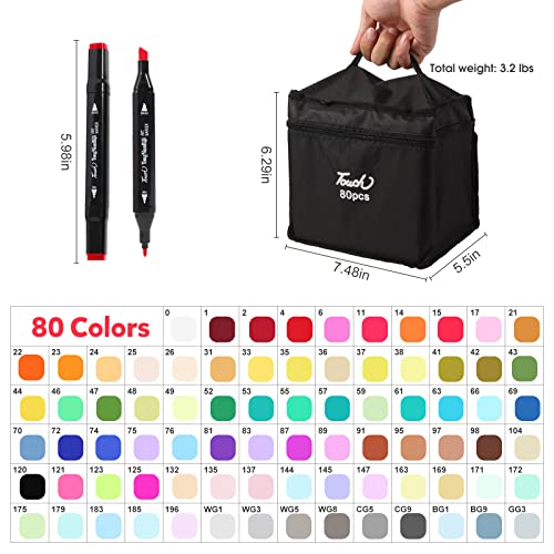 Hyrrt 80 Colors Dual Tips Alcohol Markers