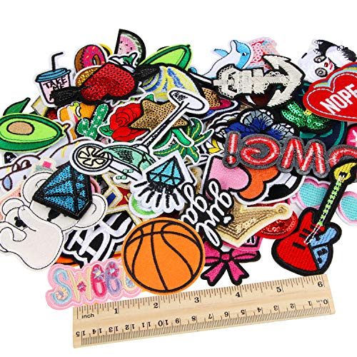 60pcs Random Assorted Styles Embroidered Iron on Patches