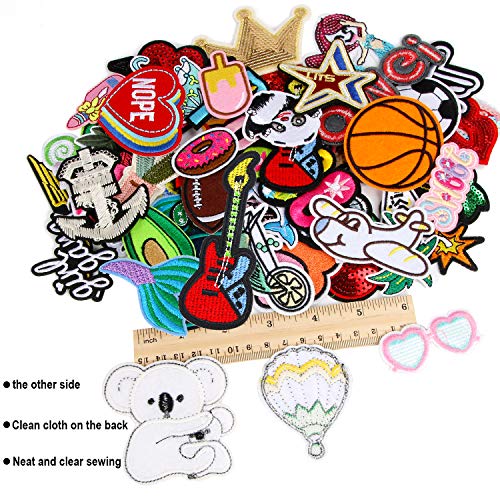 60pcs Random Assorted Styles Embroidered Iron on Patches