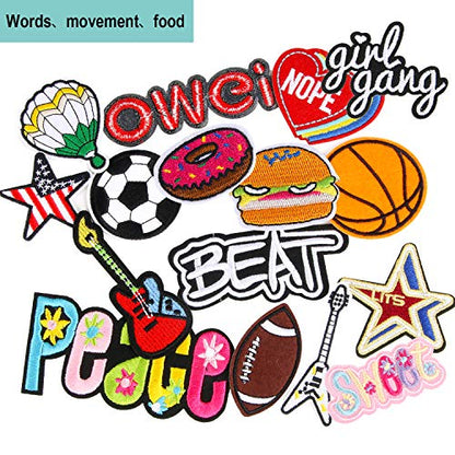 60pcs Random Assorted Styles Embroidered Iron on Patches