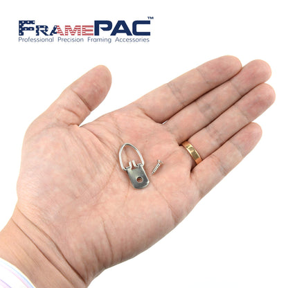 FramePac D-Ring Single Hole Picture Hangers with Screws [100 Pack]