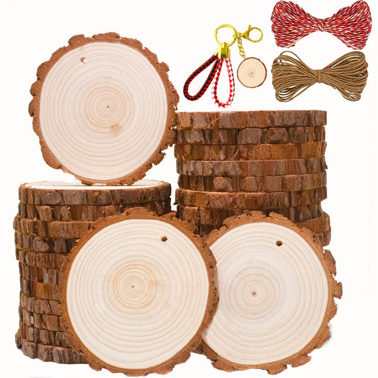 SENMUT Wood Slices 30 Pcs 3.1-3.6inch Natural Rounds