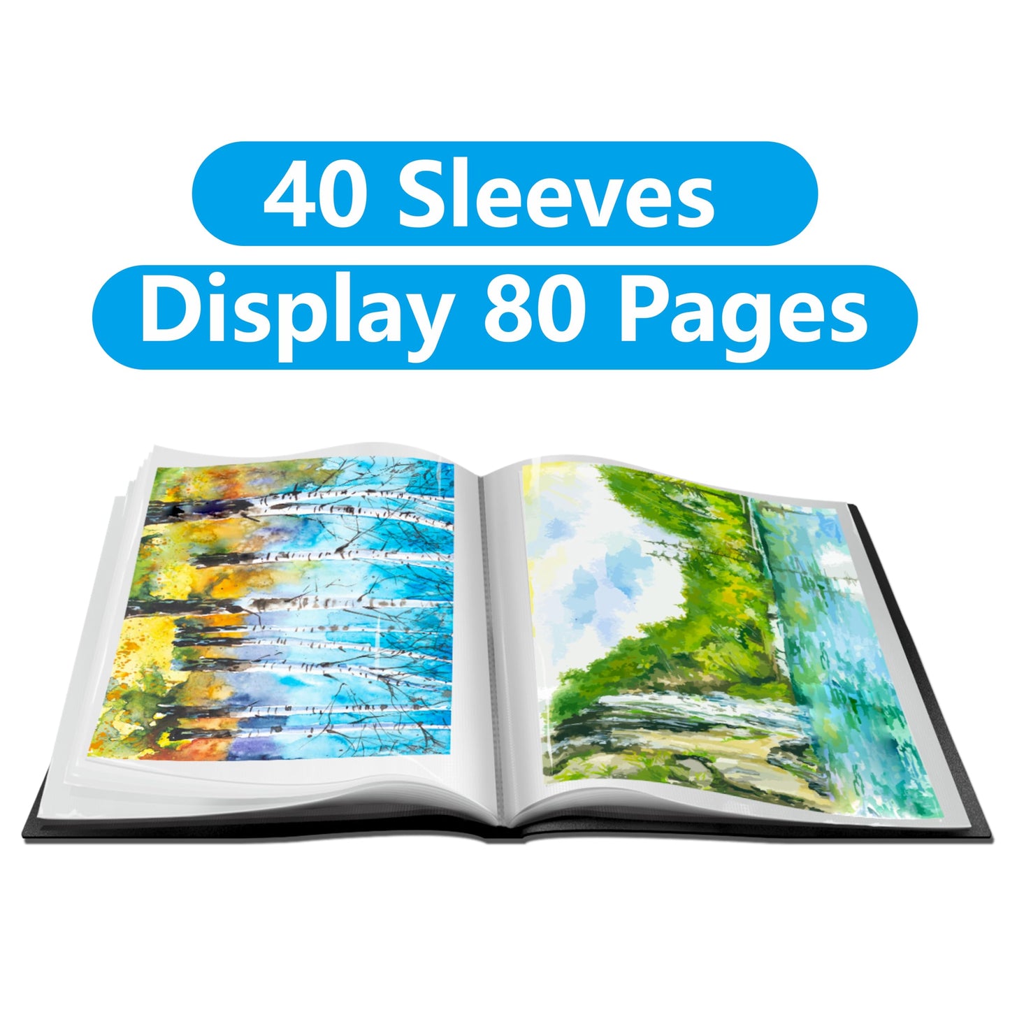 Presentation Book 40 Clear Pockets Sleeves Protectors Art Portfolio